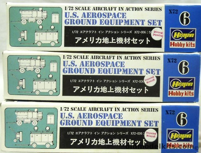 Hasegawa 1/72 THREE or FOUR US Aerospace Ground Equipment Set, 6 plastic model kit